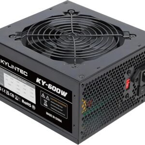مزود طاقة 600 واط  - ATX PSU مع موصلات 6+2 دبوس، حماية PFC مزود طاقة للألعاب KY-600 باللون الأسود