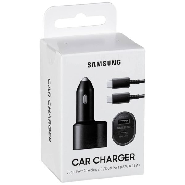 شاحن سيارة سامسونج سريع 45 واط بمنفذين – Super Fast Charging