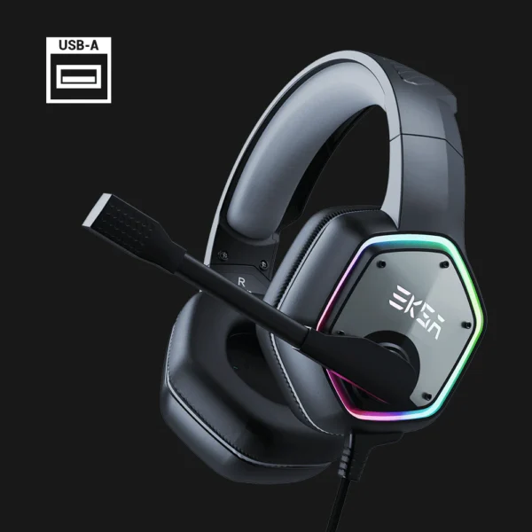سماعة ألعاب احترافية مع مايكروفون - RGB - EKSA