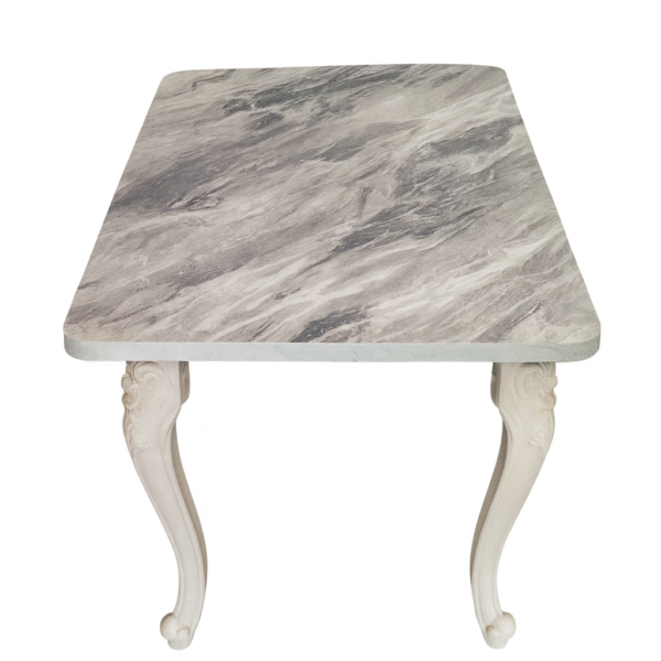 ⁦طاولة طعام فاخرة بسطح رخامي وأرجل كلاسيكية منقوشة – Elegant Marble-Top Dining Table (Classic Legs)⁩ - الصورة ⁦2⁩