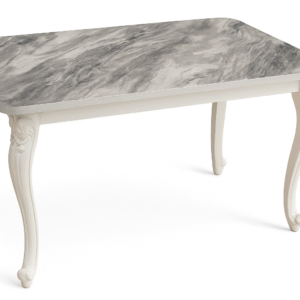 طاولة طعام فاخرة بسطح رخامي وأرجل كلاسيكية منقوشة – Elegant Marble-Top Dining Table (Classic Legs)